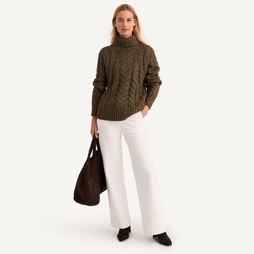 Pull Femme Grosse Maille JOE Taille S/M Couleur Kaki/beige - Occasion Très Bon état