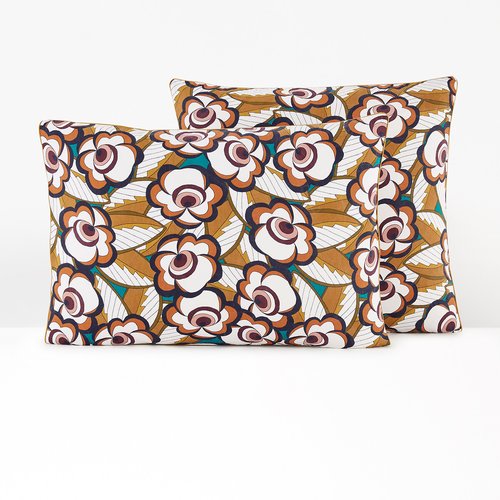 Lozano contemporary floral 100 washed cotton pillowcase printed La Redoute Interieurs La Redoute