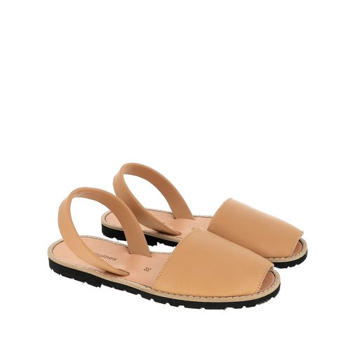 Sandales plates cuir naturel top