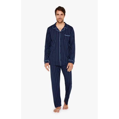 Pyjama boutonne en lyocell rayures tradi bleu Arthur La Redoute