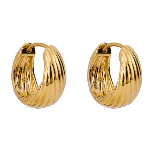 Gold plated sterling silver chunky rope hoop earrings silver coloured Beginnings La Redoute