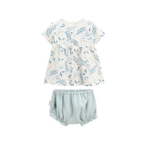 Ensemble robe bebe et bloomer en gaze de coton iskia ecru Petit Beguin La Redoute