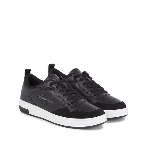 Calvin klein black leather trainers clearance