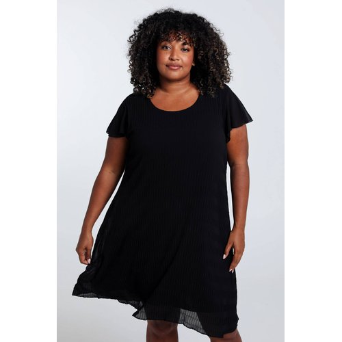 Robe plissee et volantee noir Paprika La Redoute