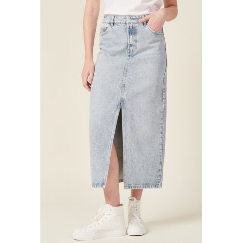 Jupe midi droite en jean denim bleach Bonobo La Redoute