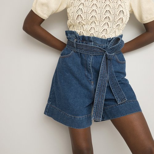 Denim paper bag shorts La Redoute Collections La Redoute