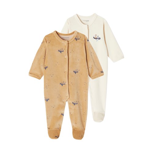 Lot 2 dors bien avion en velours ouverture naissance jaune d or Vertbaudet La Redoute