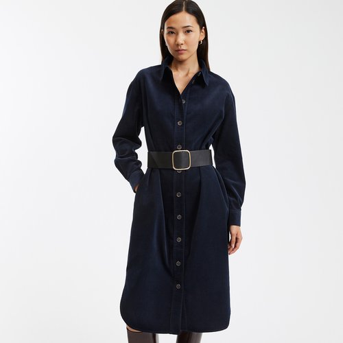 Robe chemise manches longues en velours La Redoute Collections La Redoute
