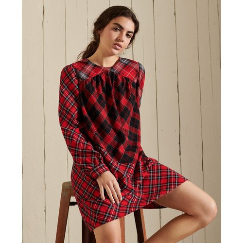 Mini robe tissee a carreaux rouge a carreaux Superdry La Redoute