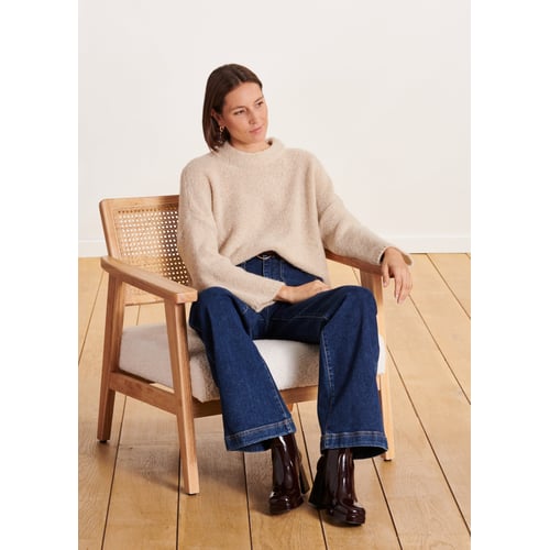 Tunique Pull En Laine Extra Fine Marithé & François Girbaud - Taille 36, Beige - Neuf Avec Étiquettes (Prix Boutique 190€)