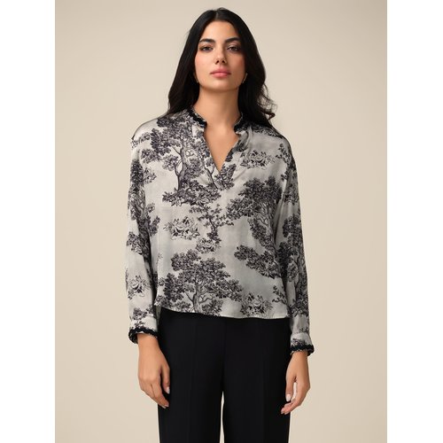 Blusa realizzata in fluido raso fantasia 100 viscosa gris Oltre La Redoute