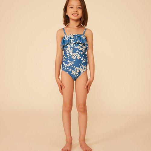 Maillot de bain 1 piece a motifs fleuris. Petit Bateau bleu imprime La Redoute