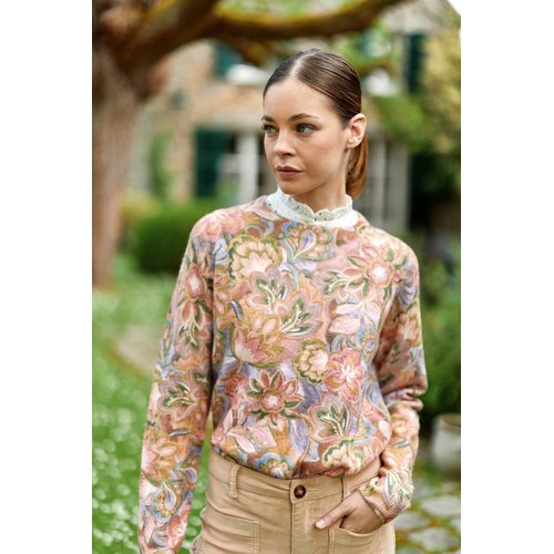 Trui met ronde hals en lange mouwen bloemenprint melis bedrukt roze La Petite Etoile La Redoute