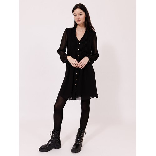 Robe courte col v volante laly noir Naf Naf La Redoute