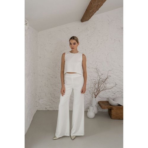 Pantalon de mariee flare ecru Harpe La Redoute