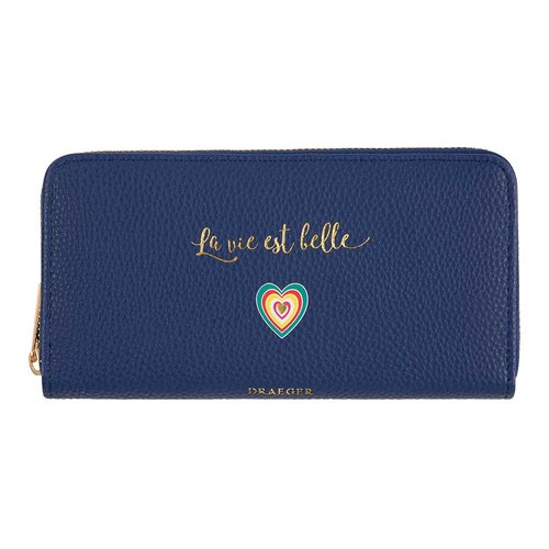 Grand portefeuille la vie est belle bleu marine Draeger Paris La Redoute