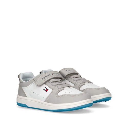 Baskets skyler a scratch et lacets elastiques Tommy Hilfiger Kids blanc gris La Redoute