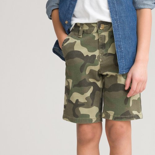 Cotton bermuda chino shorts in camo print 3 12 years camouflage La Redoute Collections La Redoute