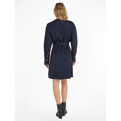 Vestito chemisier a maniche corte e apertura con bottoni dorati - nero - Donna - 29.00