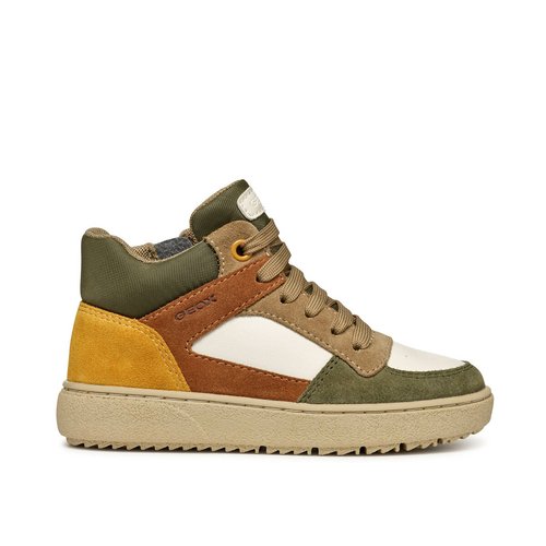 Kids theleven breathable high top trainers in suede white brown Geox La Redoute