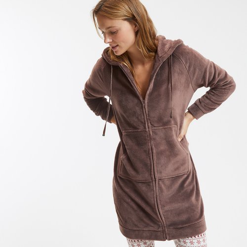 Fleece lounge jacket taupe La Redoute Collections La Redoute