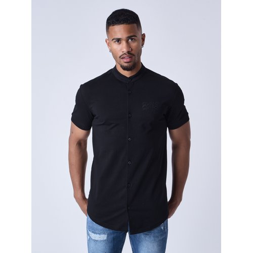 Chemise noire col mao discount