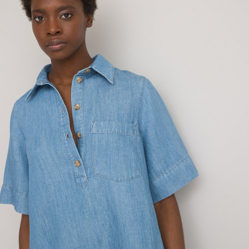 Short sleeve shift dress with pockets top