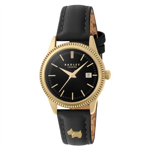 Gold plated black leather strap watch black Radley London La Redoute