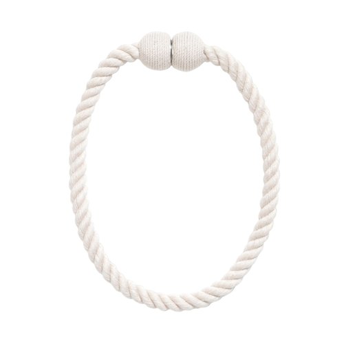 Lot De 6 Embrasses De Rideaux Magnétiques Porlau - Coton Tissé Main Blanc - Boucle En Bois - Aimant Renforcé - Fixation Sans Perçage