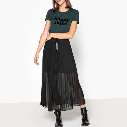 Jupe plissee en voile Ikks noir La Redoute