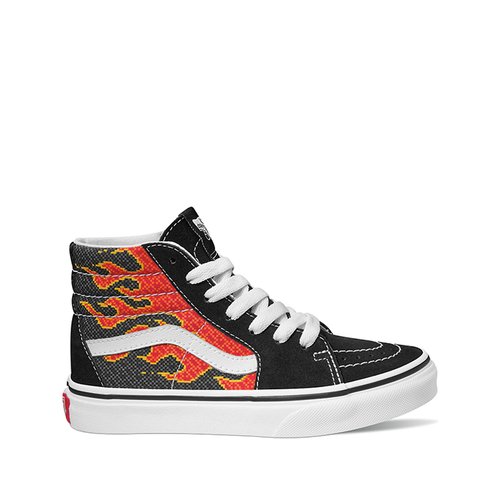 Black and red vans high tops outlet