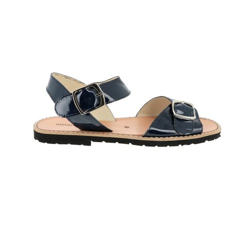Sandales en cuir talon plat noir Minorquines La Redoute