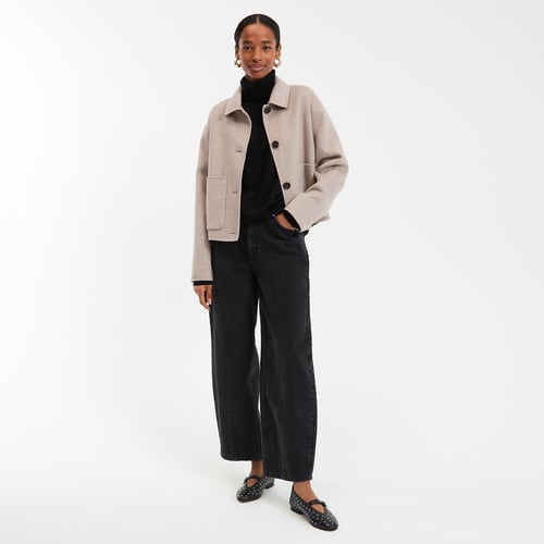 Veste Courte En Laine Pour Femme - Style Boutonné, Col Montant, élégante Et Confortable Pour Toutes Les Sorties