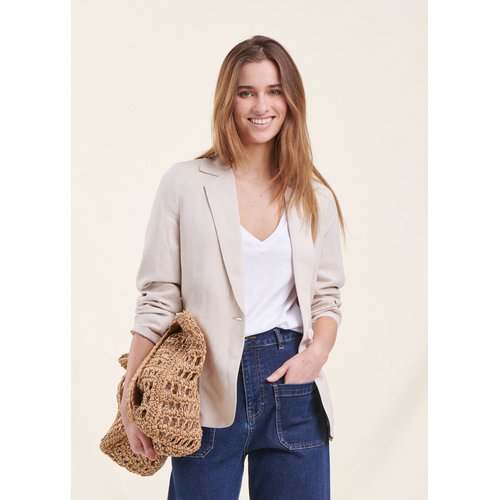 Veste tailleur en viscose lin ecru La Fee Maraboutee La Redoute