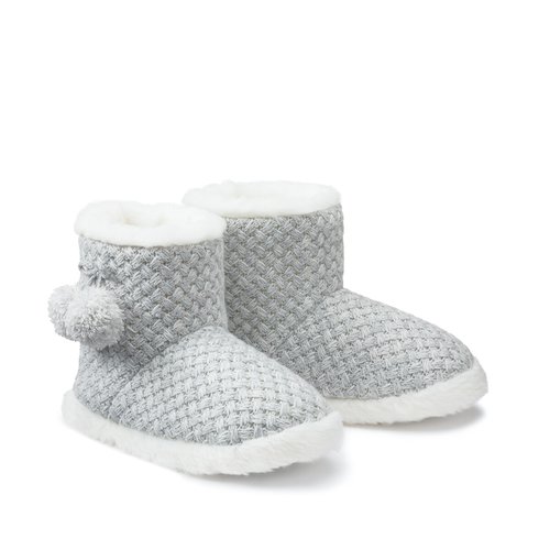 Knitted ankle boot with faux fur lining grey La Redoute Collections La Redoute