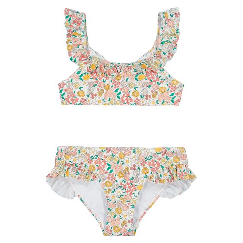 Maillot de bain 2 pieces imprime fleuri imprime ecru La Redoute Collections La Redoute