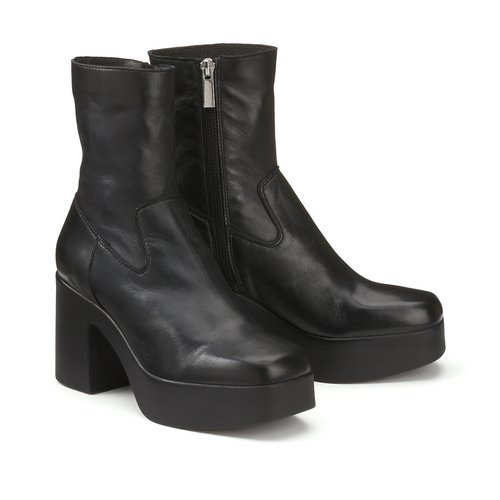 Bottines cuir a talon et plateforme noir Maison Minelli La Redoute