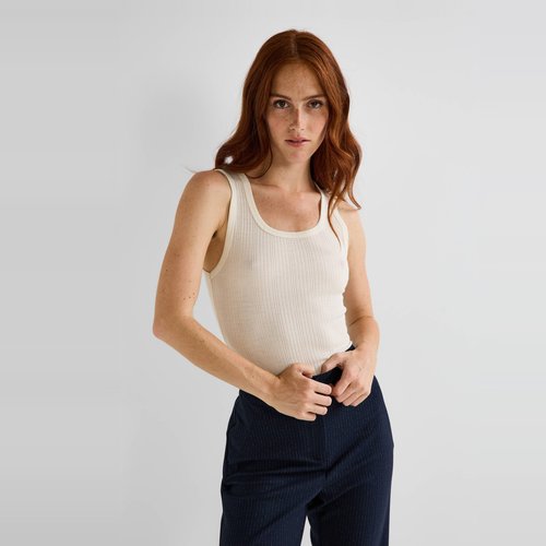 Debardeur en laine merinos et soie