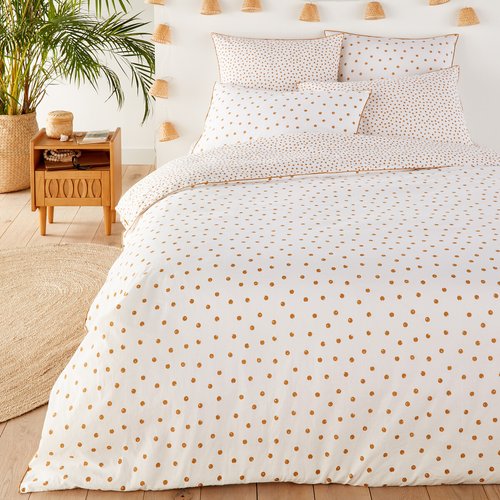 Funda nordica de algodon lavado lison gold estampado fondo blanco La Redoute Interieurs La Redoute