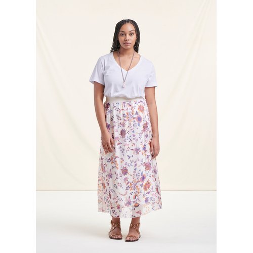Jupe longue en viscose soie fluide fleurie La Fee Maraboutee La Redoute