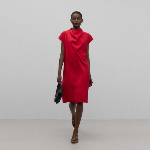 Robe avec col benitier rouge Adolfo Dominguez La Redoute