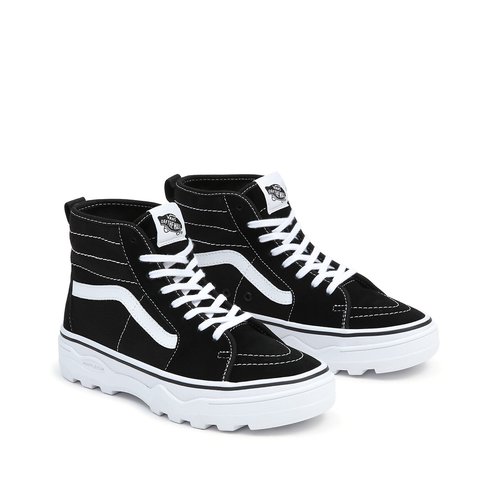 Black and white vans high tops womens top