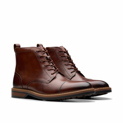 Aldwin lace up boots in leather tan Clarks La Redoute
