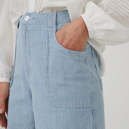 Short de denim de rayas rayas azul blanco La Redoute Collections La Redoute