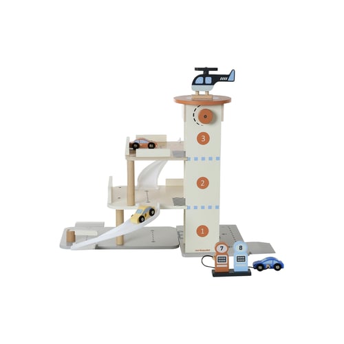 Porteur Garage En Bois FSC VERTBAUDET - Avec 6 Véhicules - Dès 1 An - Bleu