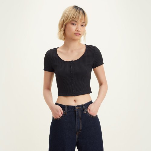 Camiseta crop con cuello barco negro Levi s La Redoute