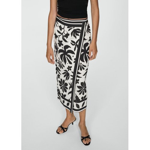 Jupe croisee en imprime fleuri noir Mango La Redoute