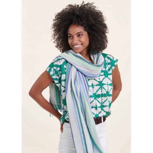 Foulard raye en coton vert La Fee Maraboutee La Redoute