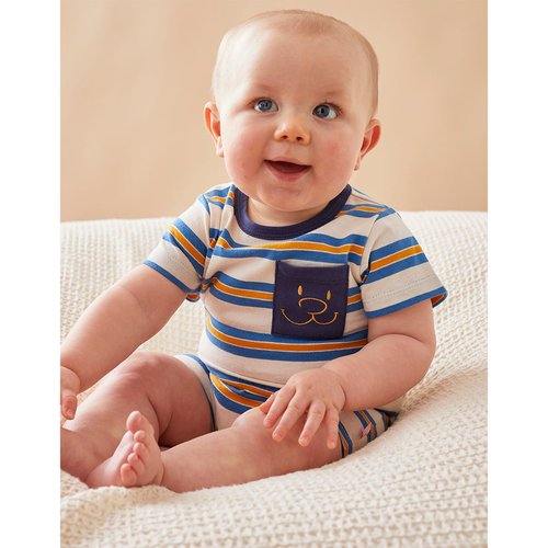 Pyjama combishort raye en coton marine ecru bleu Noukie s La Redoute