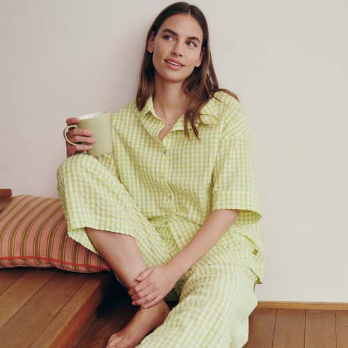 Reclaimed Vintage - Pantaloni rosa a quadretti con volant | ASOS